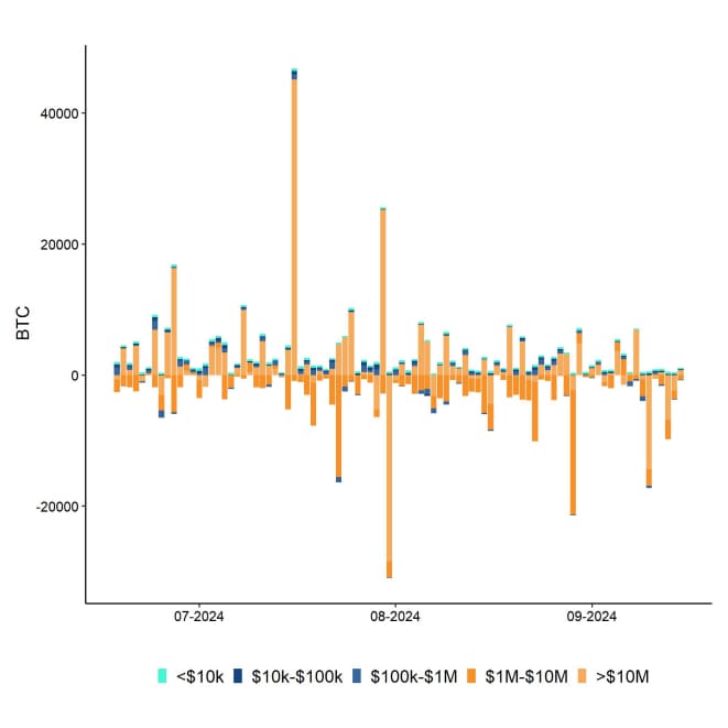 Bitcoin Net Exchange Volume by Size