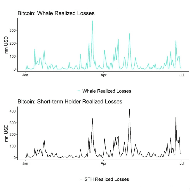 Large short-term holders have recently realized significant loses